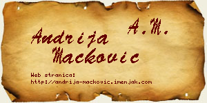 Andrija Mačković vizit kartica